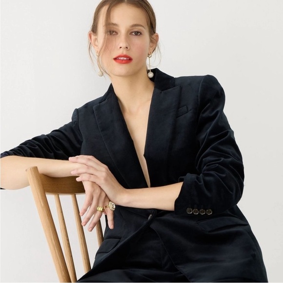 J. CREW Willa Blazer in Stretch Velvet Black size 2 - Picture 4 of 13